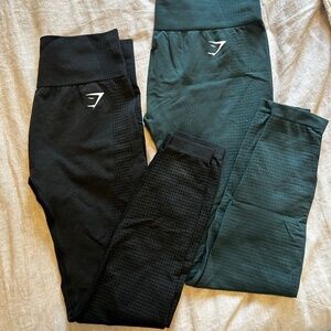 Gymshark Vital Seamless 2.0 Leggings - Black & Dark Green size L